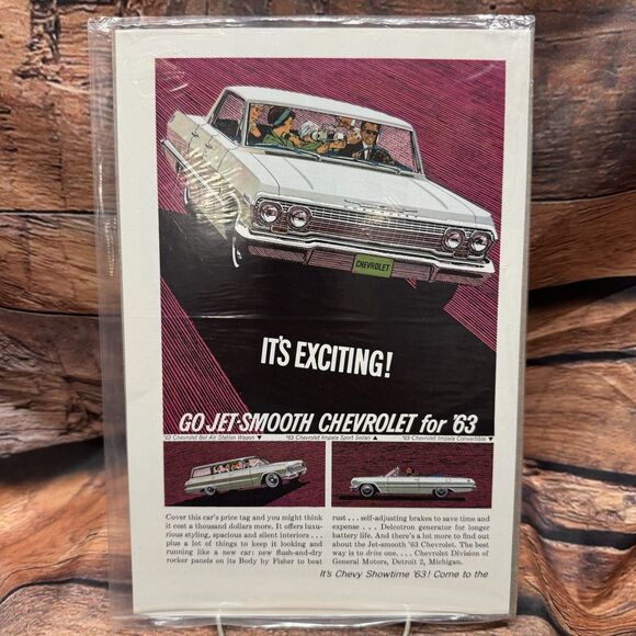 Vtg 1963 Chevrolet Impala Bel Air Wagon Ad Jet-Smooth Ride GM Print Affiche - Picture 1 of 3